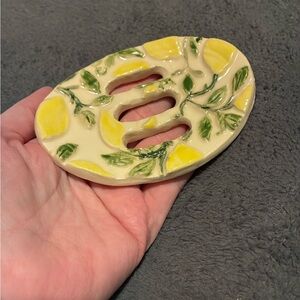 Hand made and painted Ceramic Lemon Soap Sish